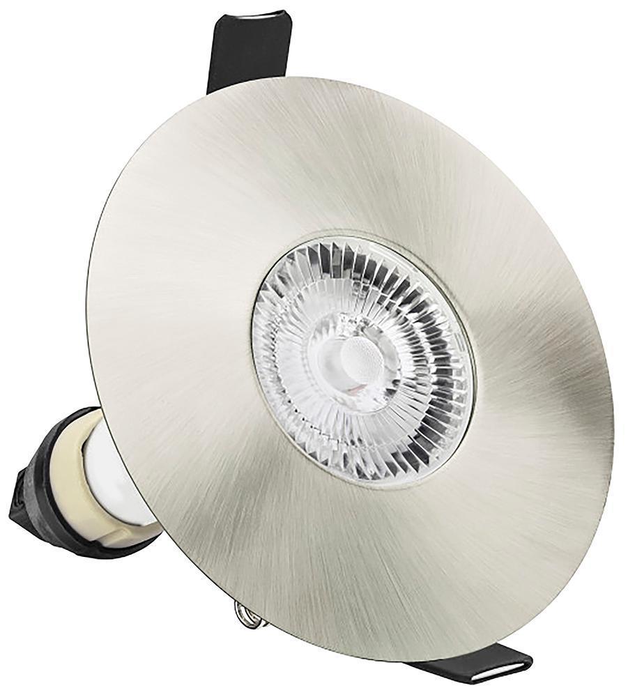 Evofire Fire Rated Downlight with GU10 Holder, 70-100mm Cutout, IP65, Satin Nickel - ILDLFR70D016