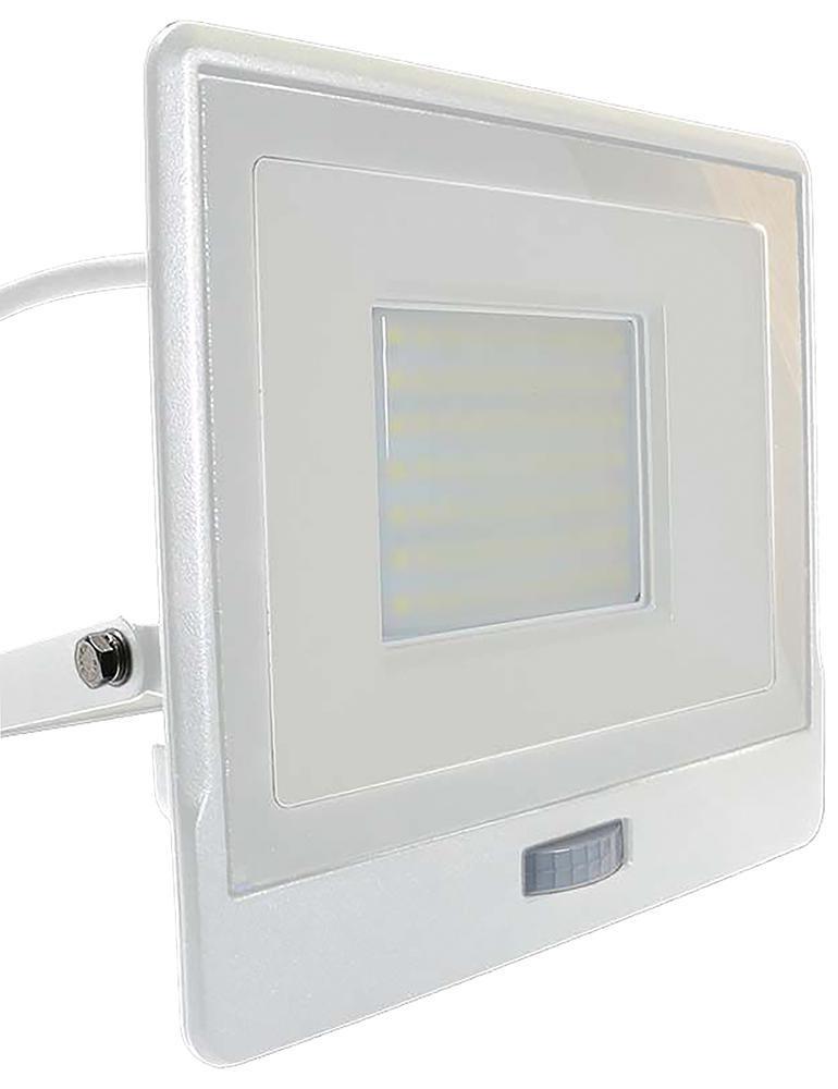 50W LED Floodlight with PIR, 3000K, 4000lm, White, IP65 - VT-158S-1-W 20301