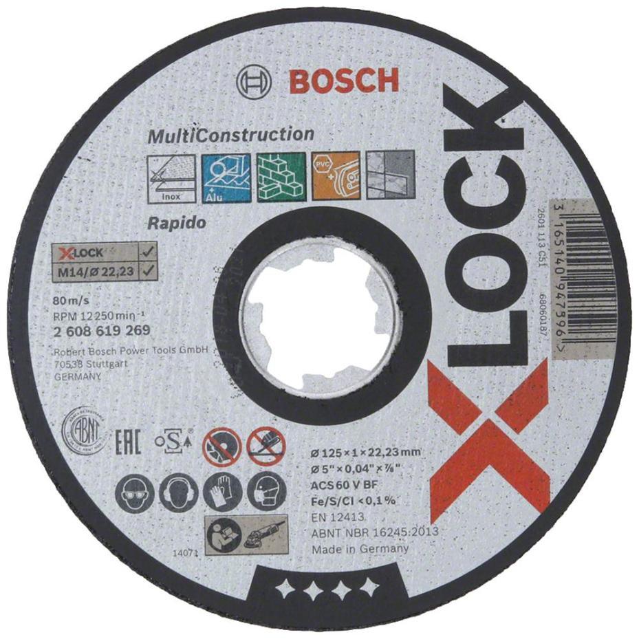 5" (125mm x 1mm x 22.23mm) Angle Grinder X-LOCK Multi Construction Cutting Disc - 2608619269