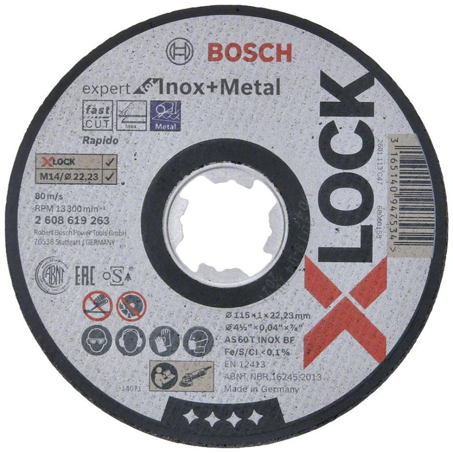 4 1/2" (115mm x 1mm x 22.23mm) Angle Grinder X-LOCK Expert for Inox & Metal Cutting Disc - 2608619263
