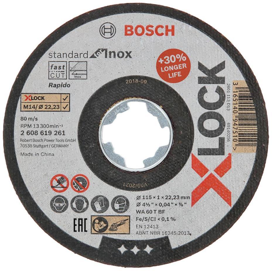 4 1/2" (115mm x 1mm x 22.23mm) Angle Grinder X-LOCK Inox Cutting Disc - 2608619261