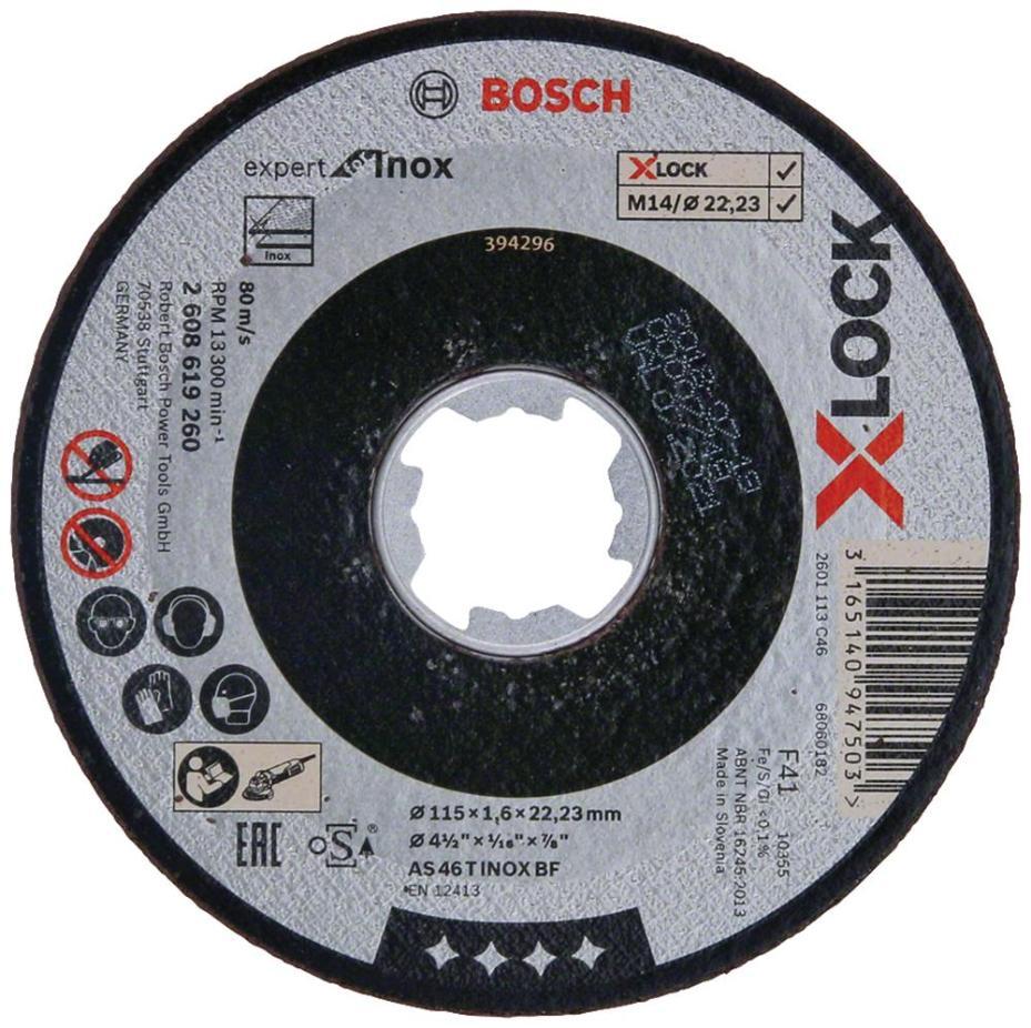 4 1/2" (115mm x 1.6mm x 22.23mm) Angle Grinder X-LOCK Expert for Inox Cutting Disc - 2608619260