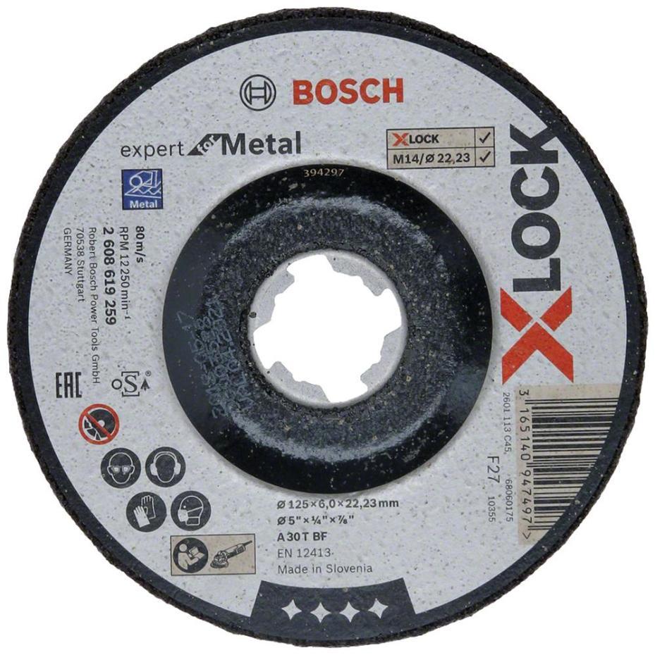 5" (125mm x 6mm x 22.23mm) Angle Grinder X-LOCK Expert for Metal Grinding Depressed Disc - 2608619259