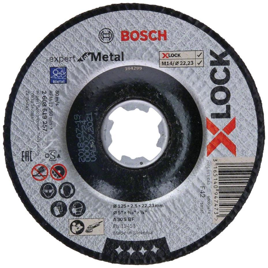 5" (125mm x 2.5mm x 22.23mm) Angle Grinder X-LOCK Expert for Metal Cutting Depressed Disc - 2608619257