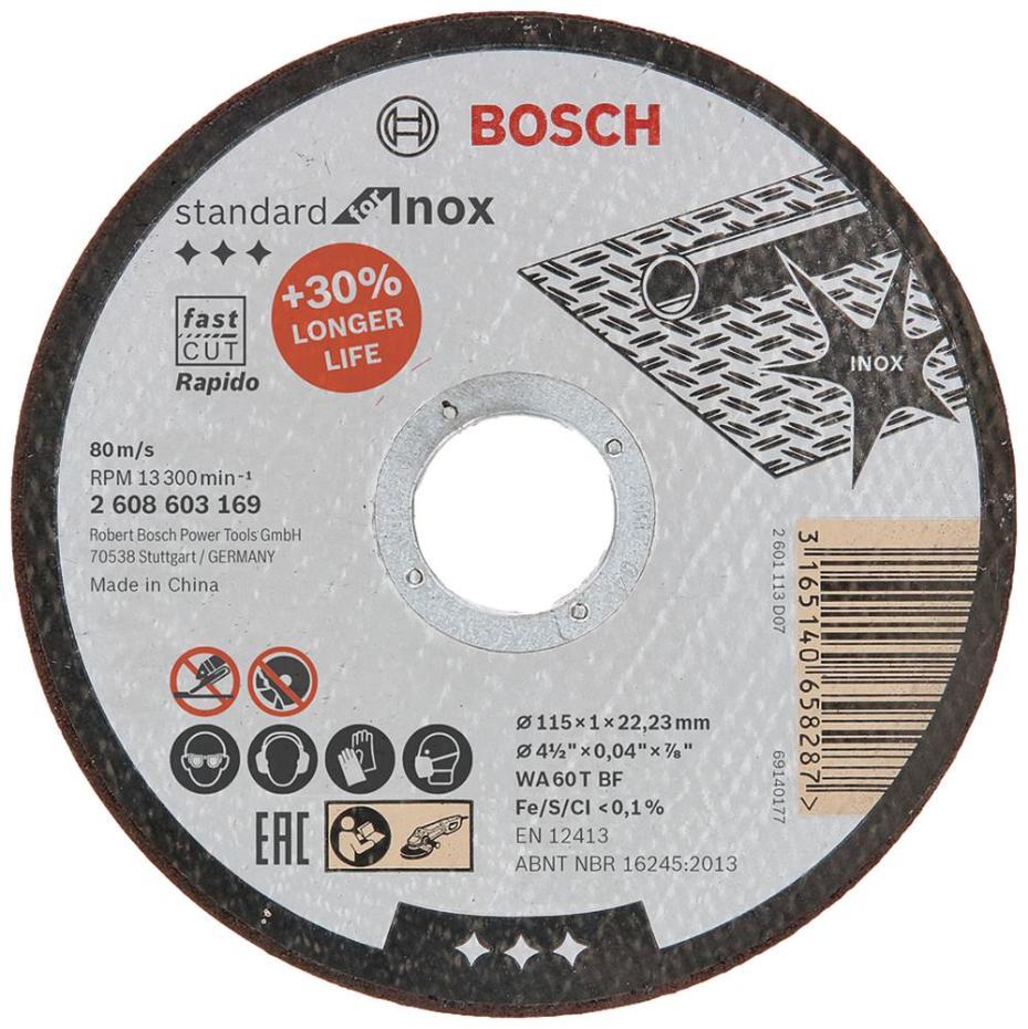 4 1/2" (115mm x 1mm x 22.23mm) Angle Grinder Inox Rapido Cutting Disc - 2608603169
