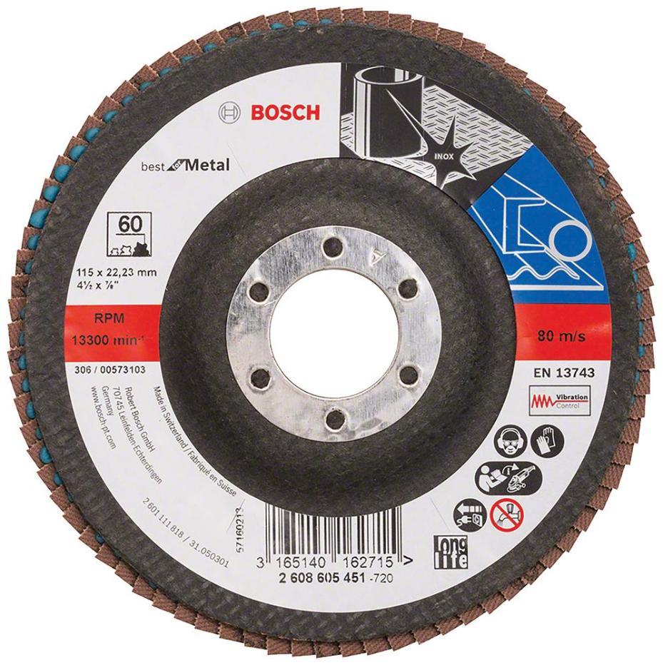 4 1/2" (115mm x 22.23mm) Angle Grinder 60 Grit Flap Disc - 2608605451