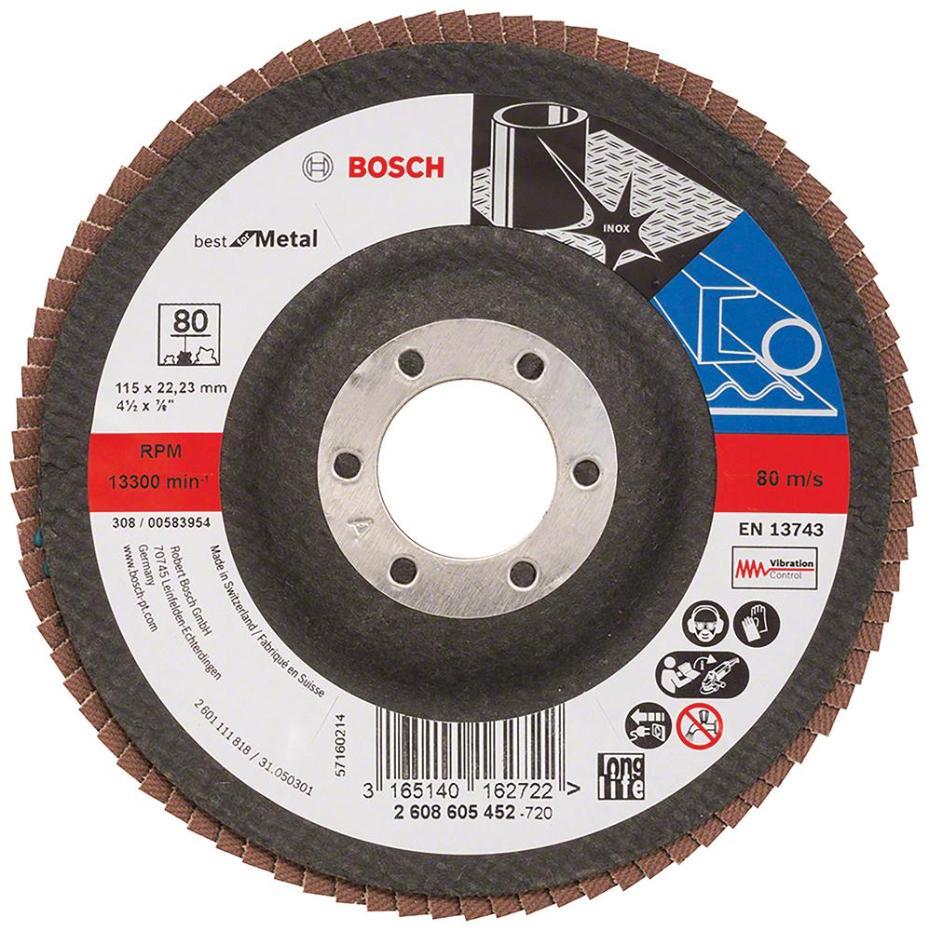 4 1/2" (115mm x 22.23mm) Angle Grinder 80 Grit Flap Disc - 2608605452