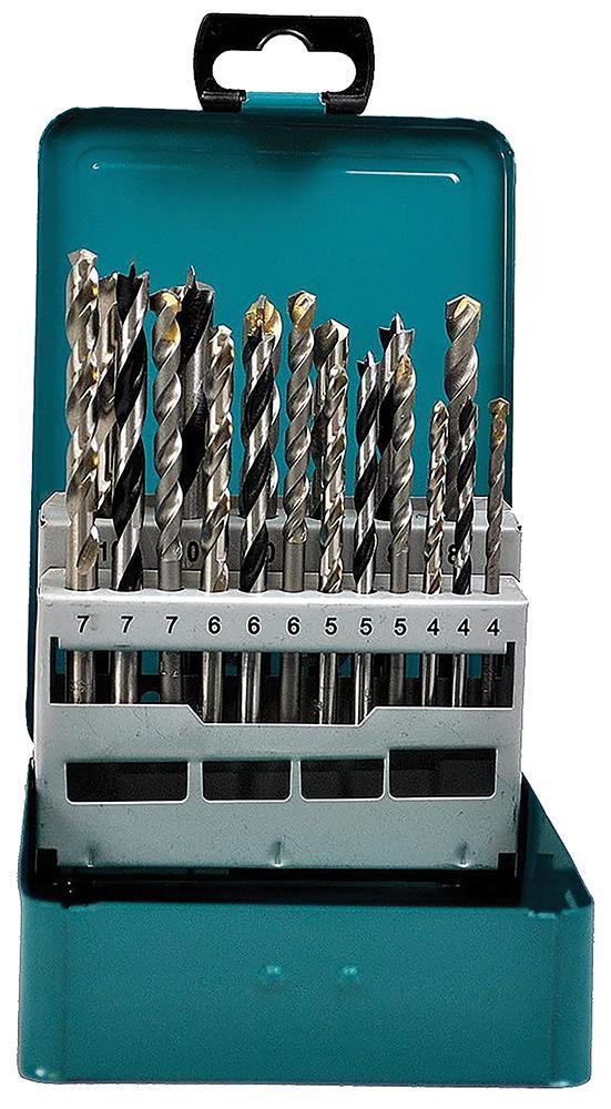 Mixed Drill Bit Set in Metal Case, 18 Piece - D-47173