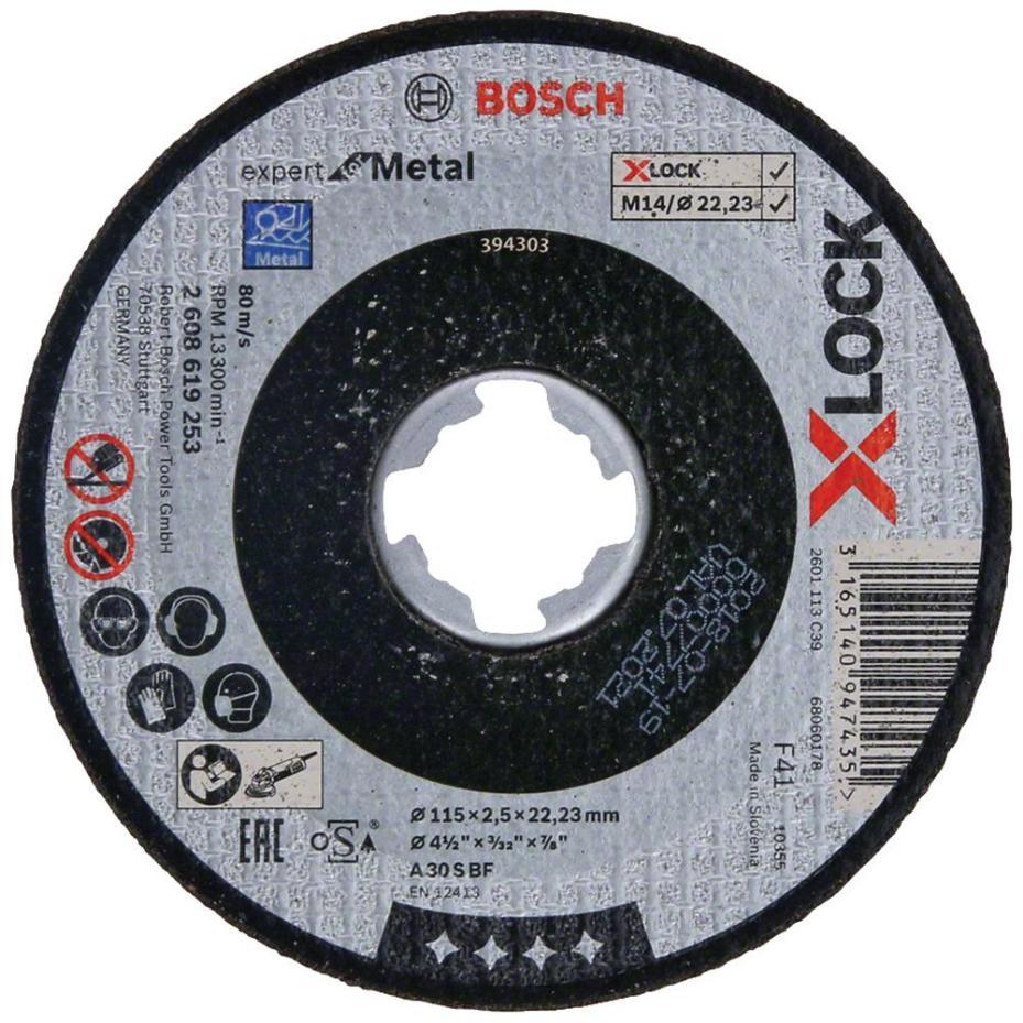 4 1/2" (115mm x 2.5mm x 22.23mm) Angle Grinder X-LOCK Expert for Metal Cutting Disc - 2608619253