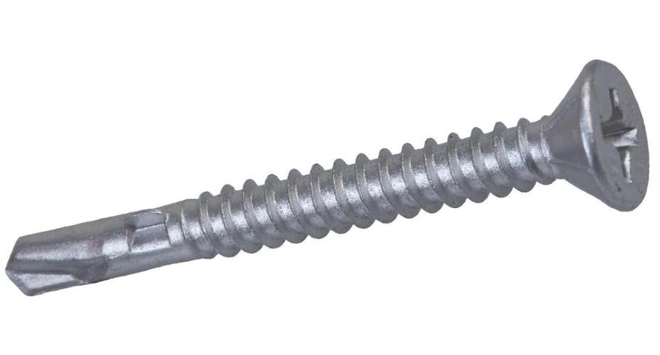 5.5mm x 65mm Countersunk Head Phillips Carbon Steel Exterior Wing-Tip No.3 Self-Drilling Screws, 200 Pack - LW65S