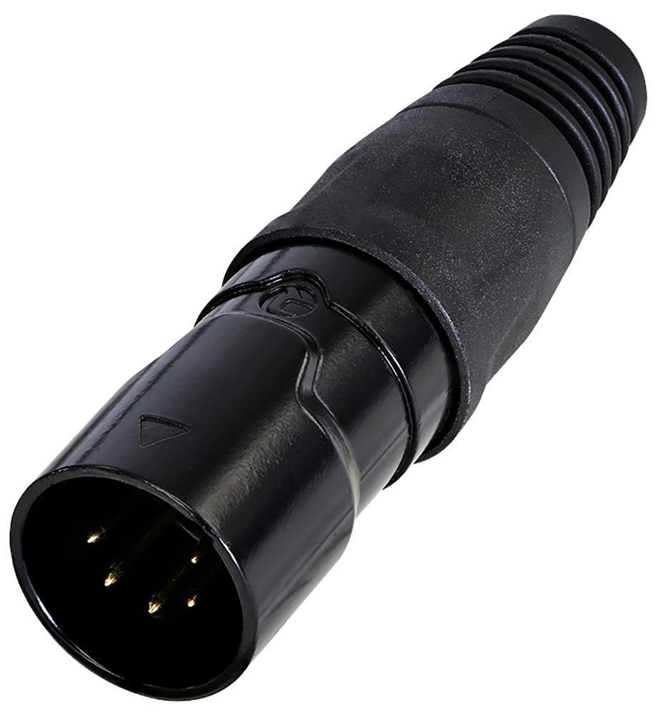 5 Pole XLR Plug, IP65, Black, Gold Plated Contacts - RCX5M-Z-002-0