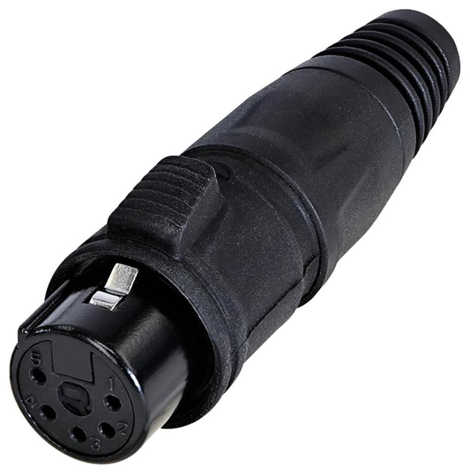 5 Pole XLR Socket, IP65, Black, Tin Plated Contacts - RCX5F-Z-001-0