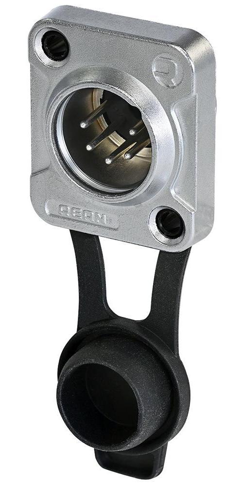 5 Pole Front Panel Mount XLR Plug, D Size, IP65, Chrome - RRX5M-Z-000-0