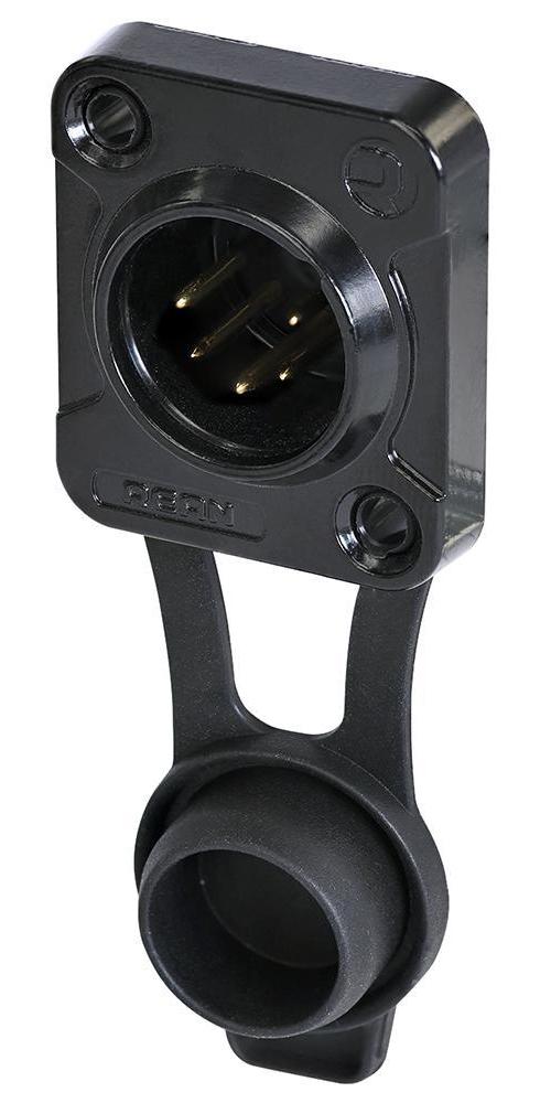 5 Pole Front Panel Mount XLR Plug, D Size, IP65, Black, Gold Plated Contacts - RRX5M-Z-002-0