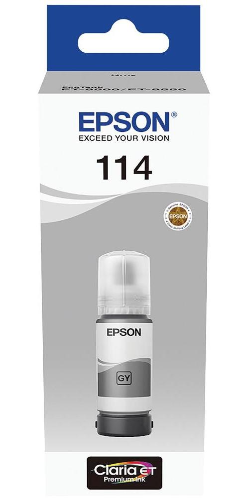 114 EcoTank Ink Refill Bottle, Light Grey - C13T07B540