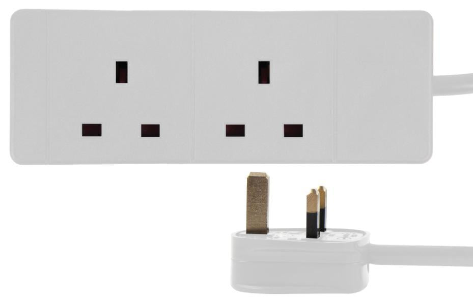 Mains Extension Lead, 2 Gang, 7.5m, White - PELB1985