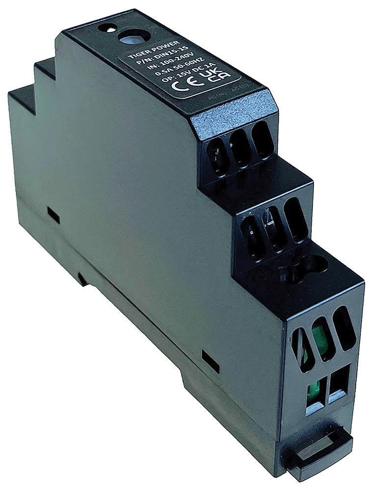 15V, 1A, 15W, AC/DC DIN Rail Power Supply - DIN15-15