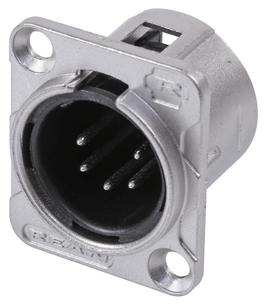 5 Pole XLR Panel Mount Plug, Nickel - RC5MDL