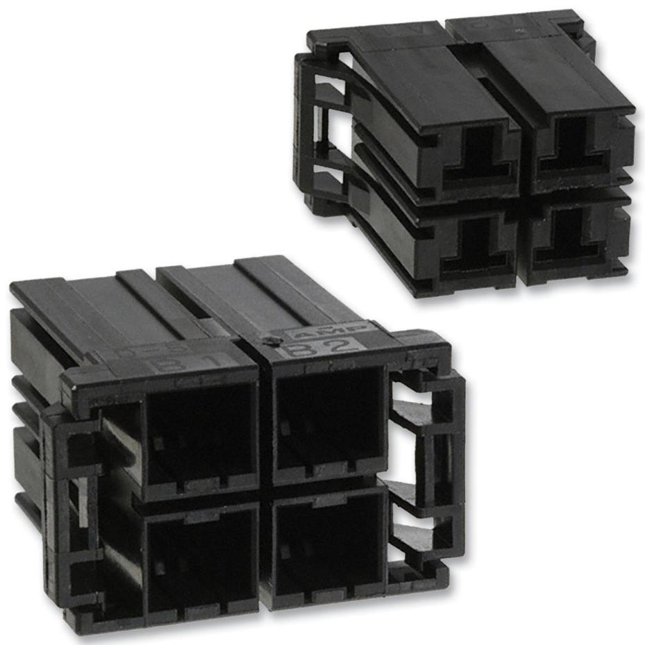 4 Way, 2 Row Receptacle Socket Housing, 10.16mm Pitch, Black - 1-917807-2