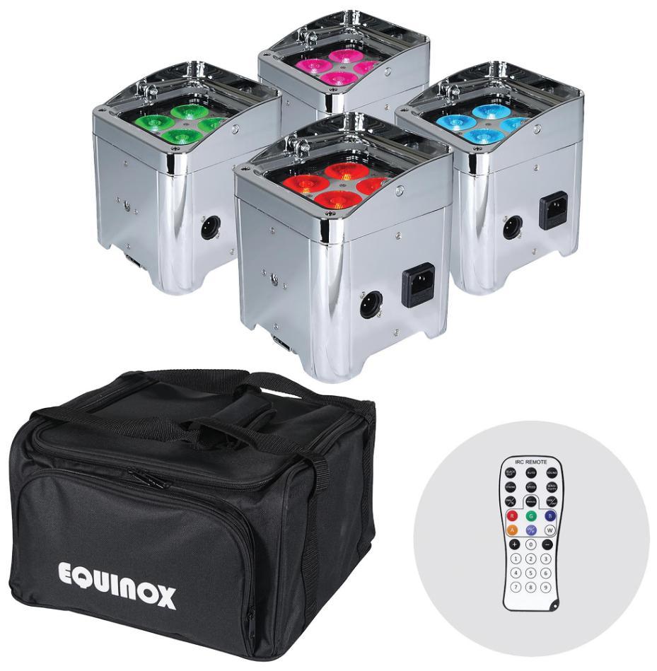 4x24W LED Portable Wireless Uplighter RGBW Bundle, Chrome - EQLED039A