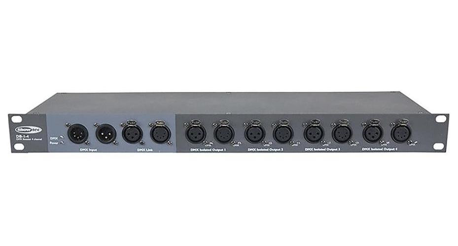 4 Channel Optical DMX Distributor, 3/5-Pin XLR, 19" 1U Rack Mounts - 50780