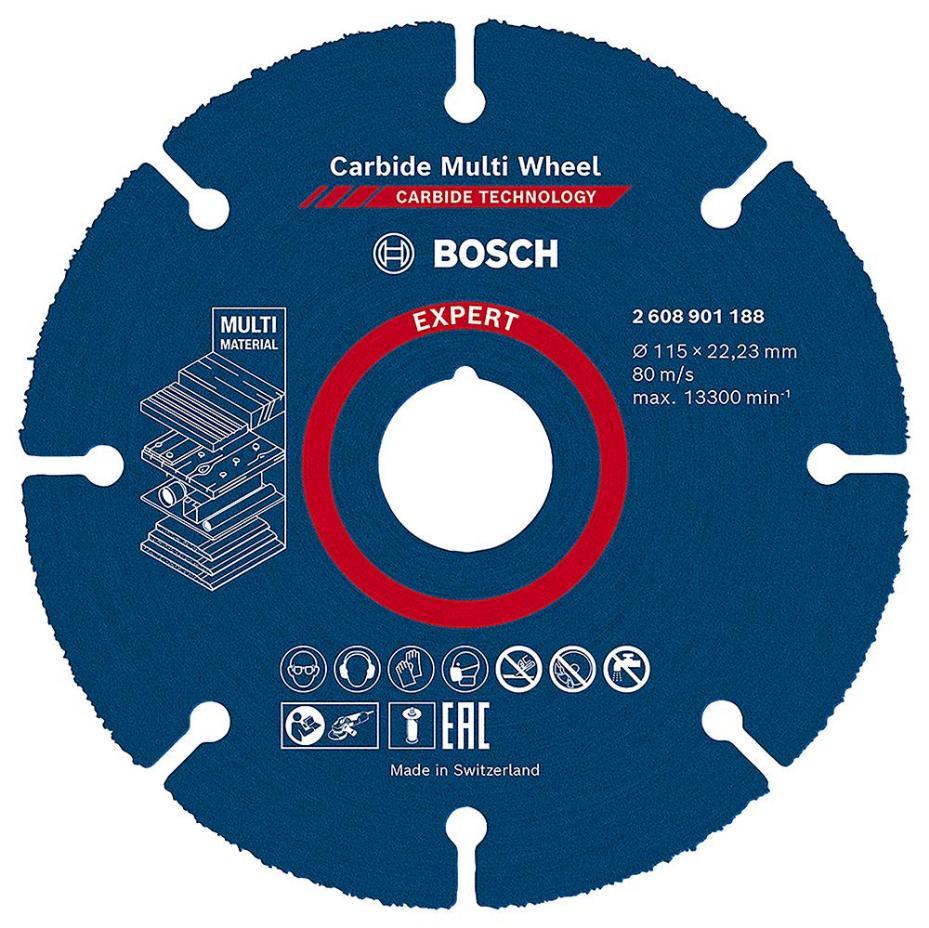 4 1/2" (115mm x 1mm x 22.23mm) Angle Grinder Expert Carbide Multi-Material Cutting Disc - 2608901188