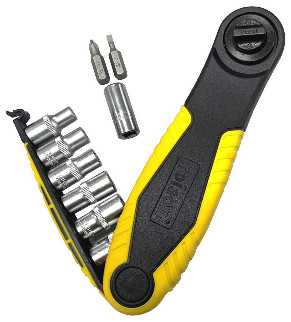 1/4" Drive Stubby Ratchet Handle, Sockets & Bit Set - 38655