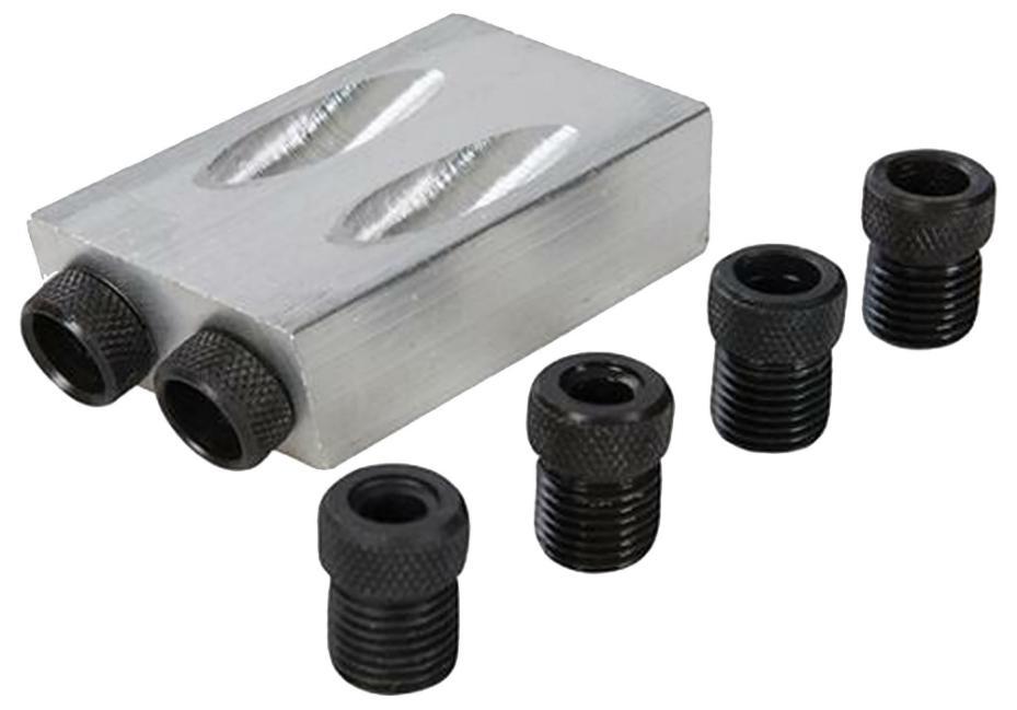 Aluminium Pocket Hole Jig with Twin 6mm, 8mm & 10mm Drill Bit Guides - 48221