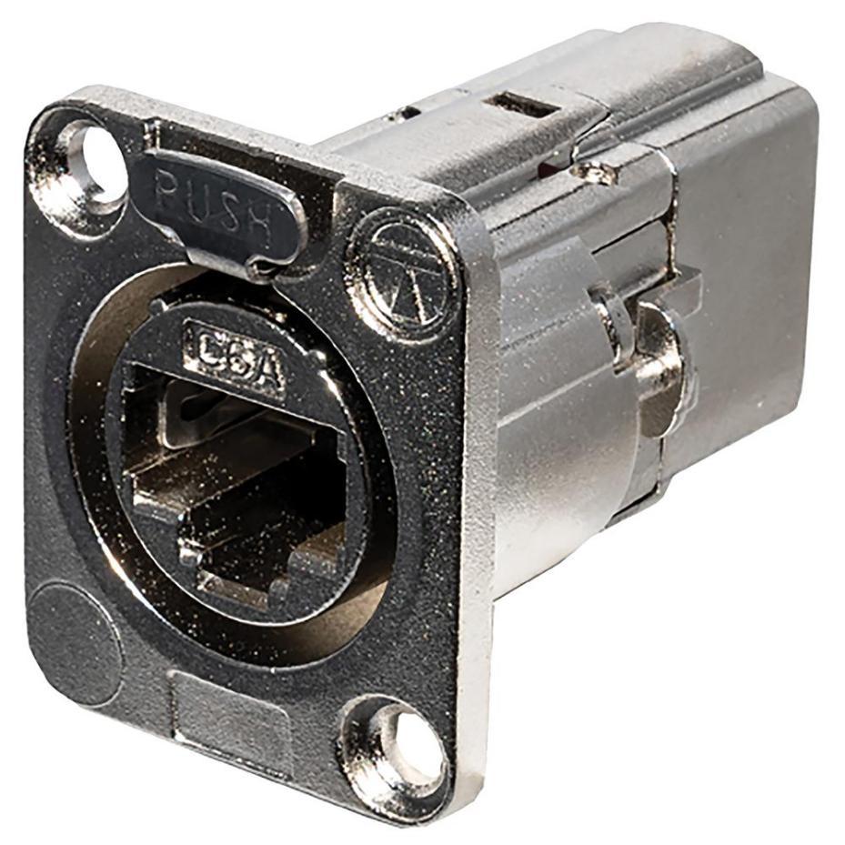 XLR RJ45 Cat6a Socket to RJ45 Cat6a Socket Panel Mount Feedthrough Connector - SGACDPMC