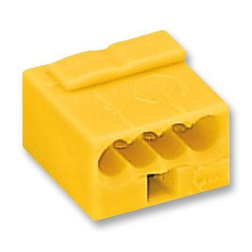 4 Way Micro Push Wire Terminal Block, Yellow - 243-504