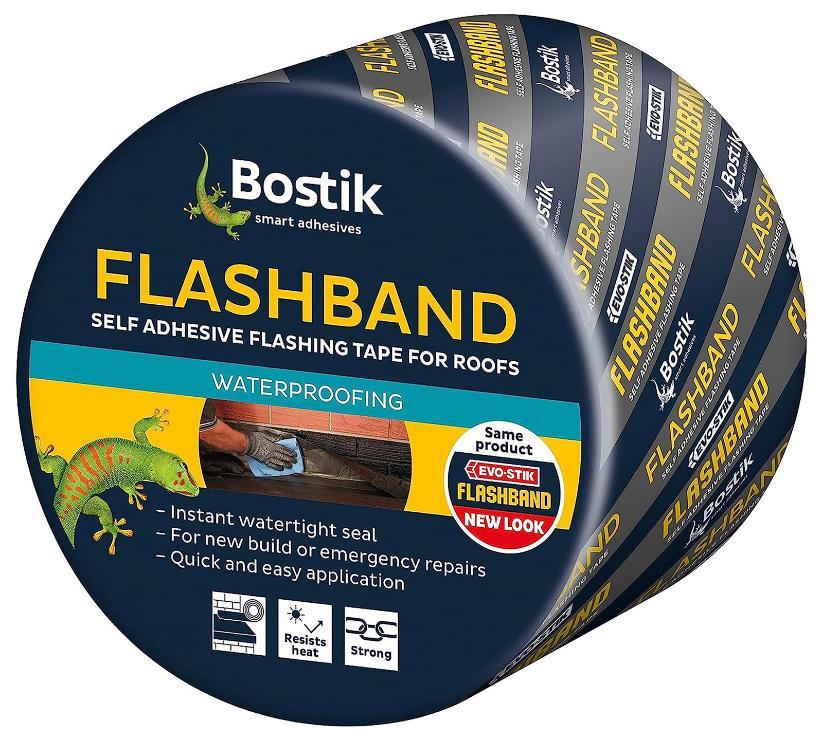 600mm x 10m Flashband Self Adhesive Flashing Tape for Roofs, Grey - 30812242
