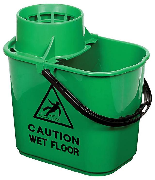 15L Recycled Professional Mop Bucket & Wringer, Green - 102946 - GREEN