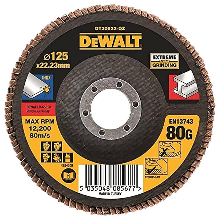 5" (125mm x 22.23mm) Angle Grinder 80 Grit Extreme Flap Disc - DT30622-QZ
