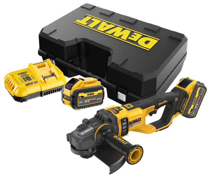54V XR FlexVolt 9" (230mm) 2x 9Ah Li-Ion Cordless Angle Grinder Kit - DCG460X2-GB