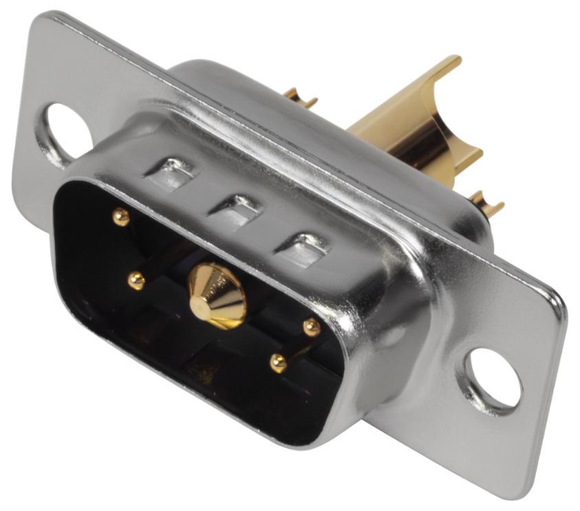 5W1 Combination Power and Signal D Sub Plug, Vertical Solder Cup, 40A - MHCDS5W1P4
