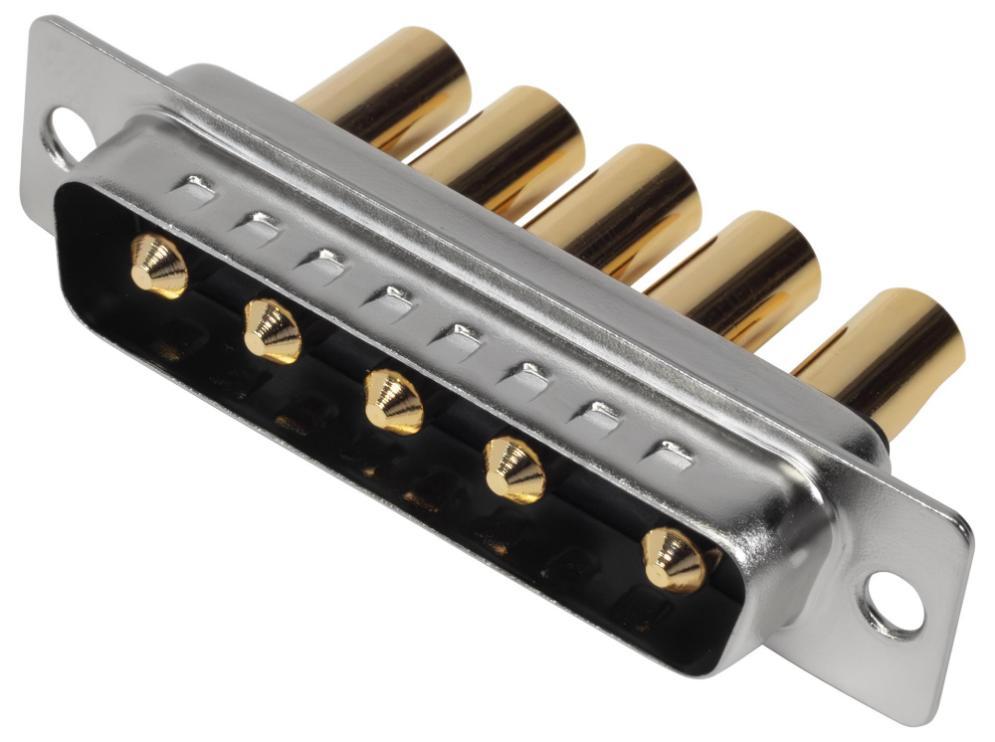 5W5 Combination Power and Signal D Sub Plug, Vertical Solder Cup, 40A - MHCDS5W5P4