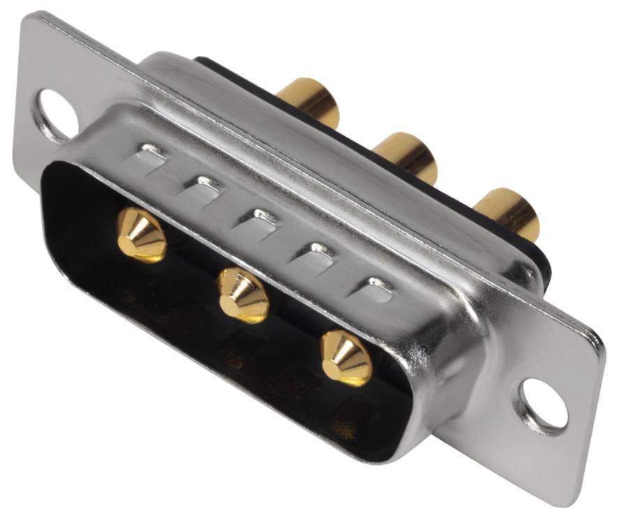 3W3 Combination Power and Signal D Sub Plug, Vertical Solder Pins, 40A - MHCDD3W3P4