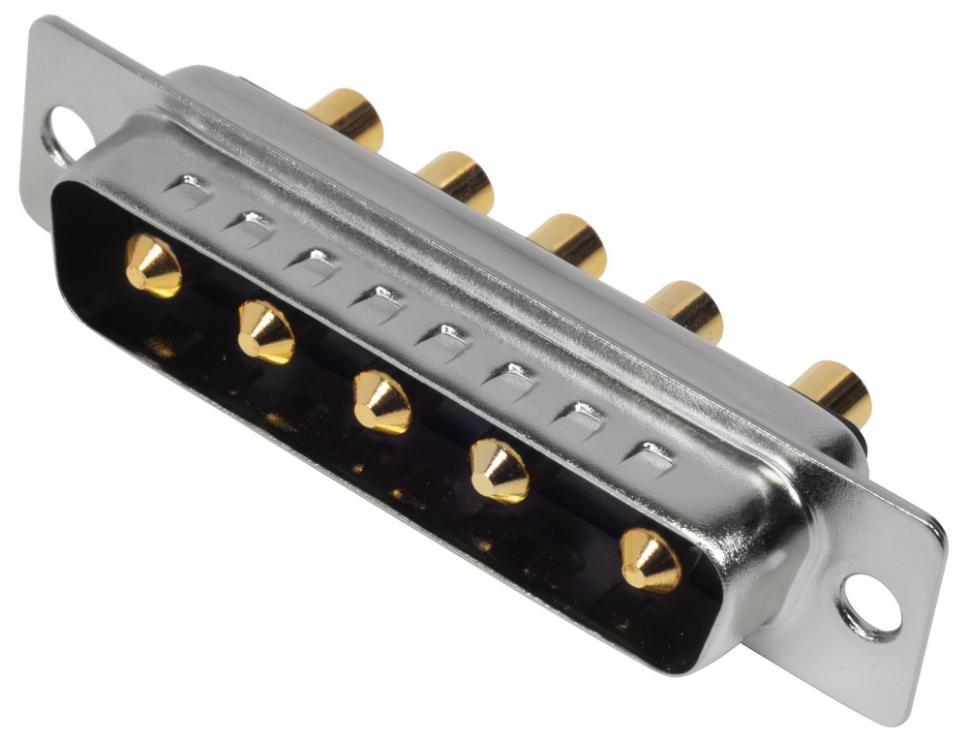 5W5 Combination Power and Signal D Sub Plug, Vertical Solder Pins, 40A - MHCDD5W5P4
