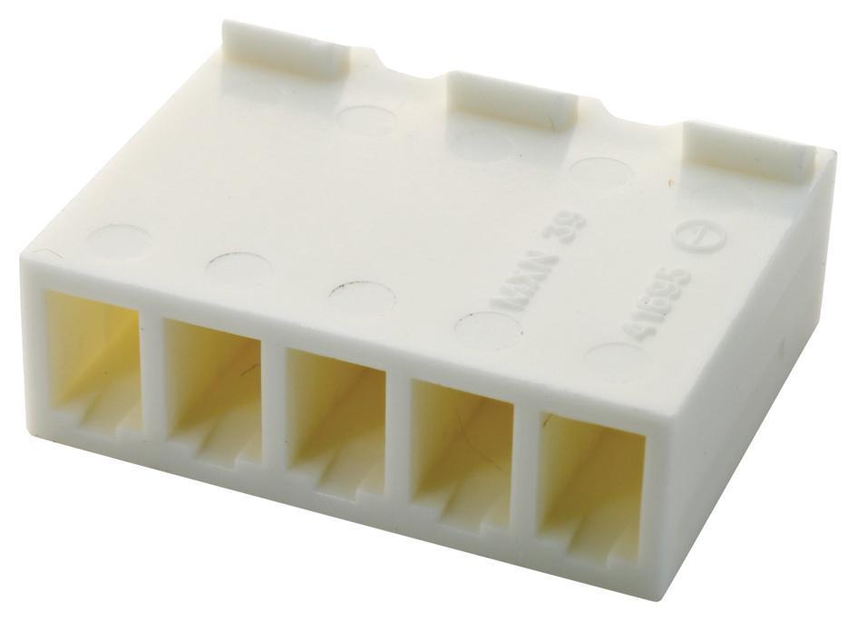 5 Way Crimp Terminal Connector Socket Receptacle House, Friction Ramp, Natural, 3.96mm Pitch - 09-50-8051