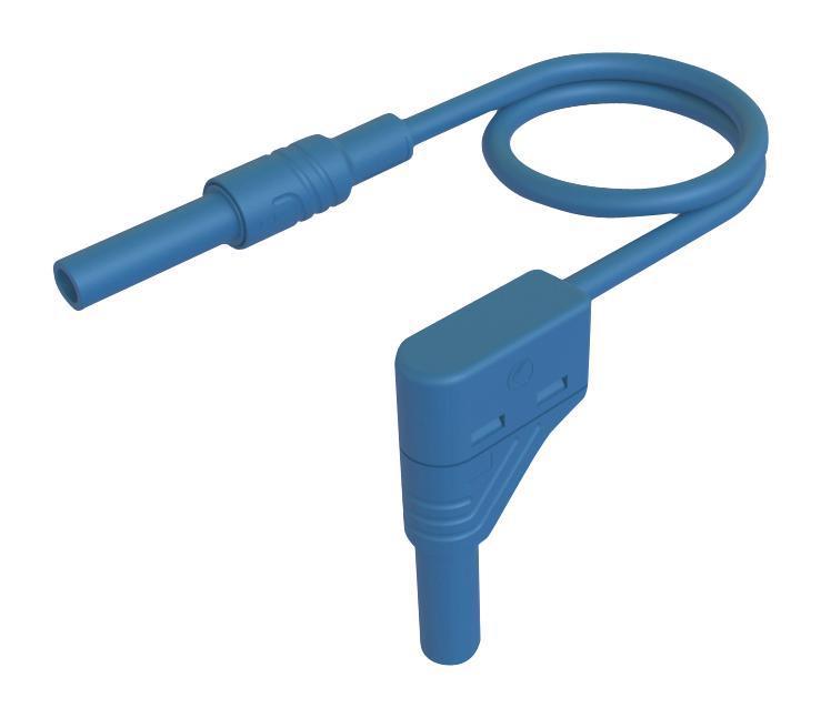 4mm Right Angled Banana Plug Test Lead, 1kV, 32A, 1m, Blue - 934048102