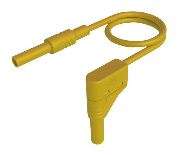4mm Right Angled Banana Plug Test Lead, 1kV, 32A, 1m, Yellow - 934048103