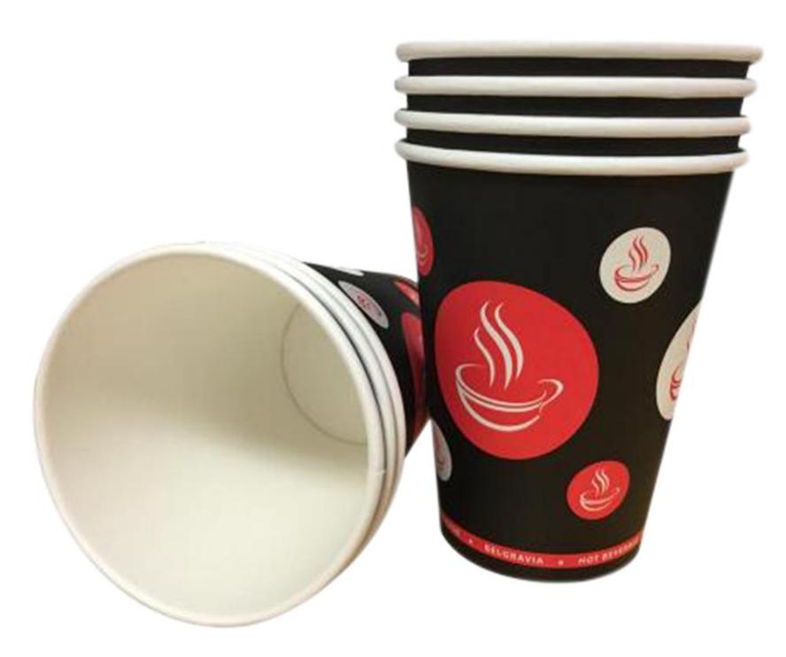 12oz Belgravia Single Walled Red & Black Paper Cups - Pack of 1000 - NWT1768