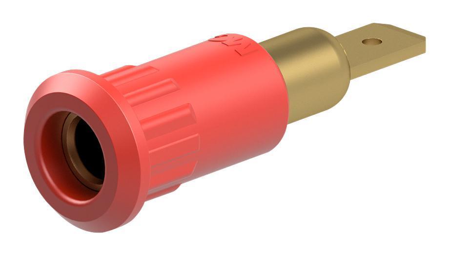4MM SOCKET, METAL, RED, 25A, QC, P/FIT - 64.3010-22