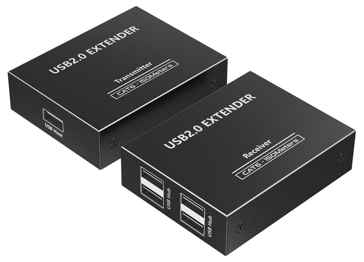 4 Port USB 2.0 over Cat5e / Cat6 / Cat7 Ethernet Extender, 150m - PSG3523