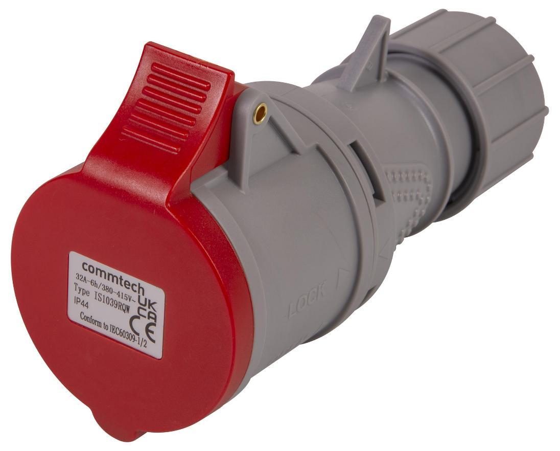 Cable Mount CEE Socket, 3P+E, 32A, 400V, Red, IP44 - PELB2310