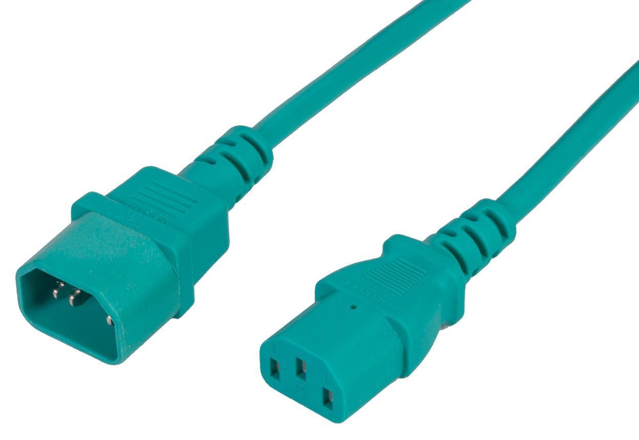 IEC C14 Plug to C13 Socket Power Lead, 10A, 2m, Green - PELB2225