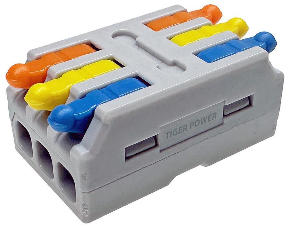 3 Way Quick Wire Inline Splice Connector Splitter, 32A, 250V AC - TGR-QC-3-3-B