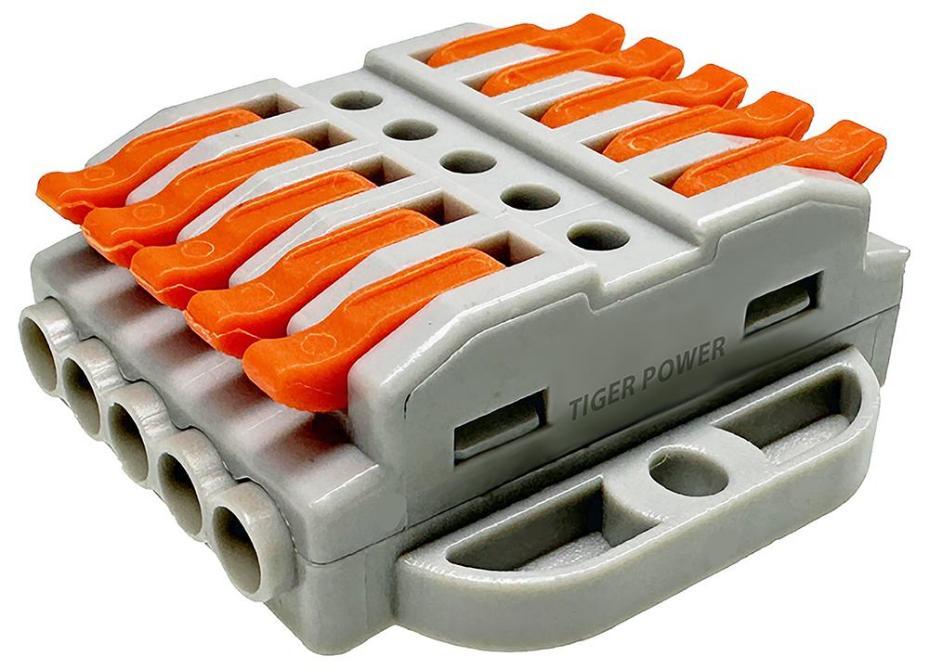 5 Way, Quick Wire Splice Connector Splitter, 32A, 250V AC - TGR-QC-5-5