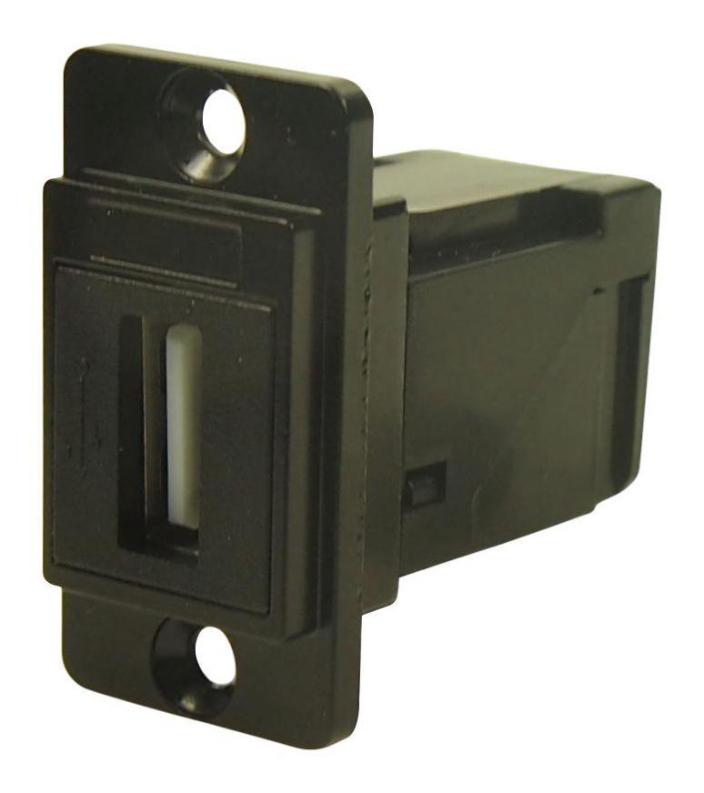 Dual Entry Slim USB 2.0 Type A Socket to USB 2.0 Type A Right Angle Socket, Black, Metal Frame, CSK Holes - CP30754MB