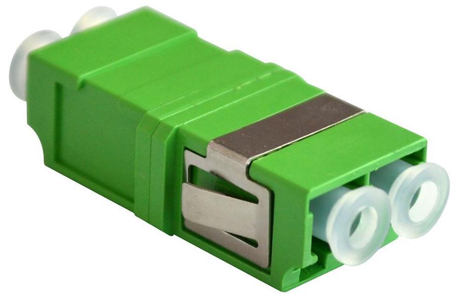 Single Mode Fibre Optical Green Duplex LC APC Socket to Duplex LC APC Socket Coupler Adaptor Coupler, Flangeless - BFC-LCA-DX-N